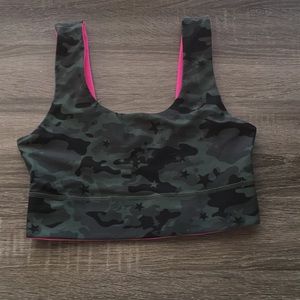 Fabletics Sports Bra | Camo + Pink